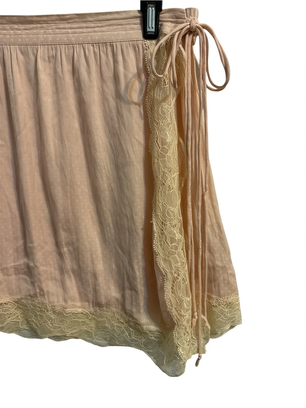 Free People Intimately Blush Peach Lace-Trim Wrap Chemise Slip Skirt Small